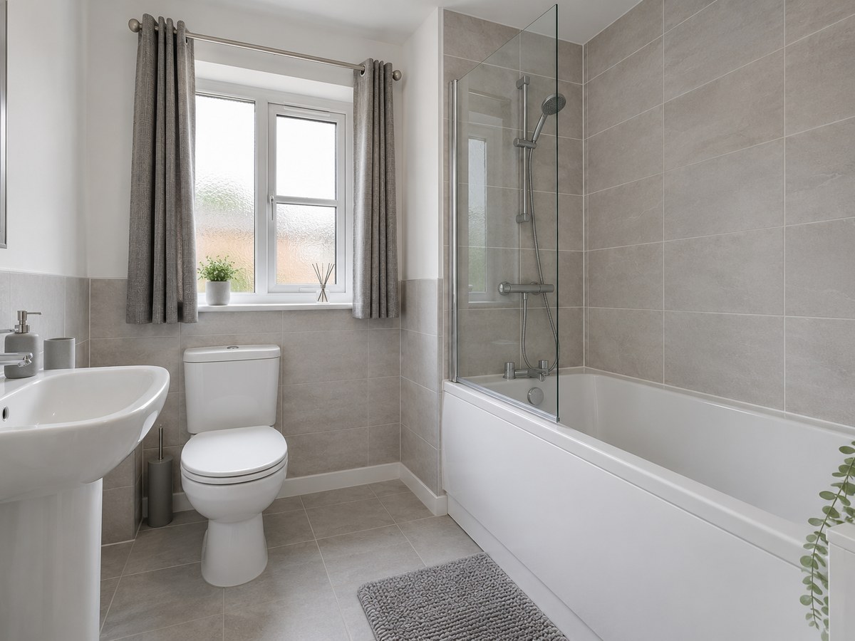 Concept view of a shared bathroom.